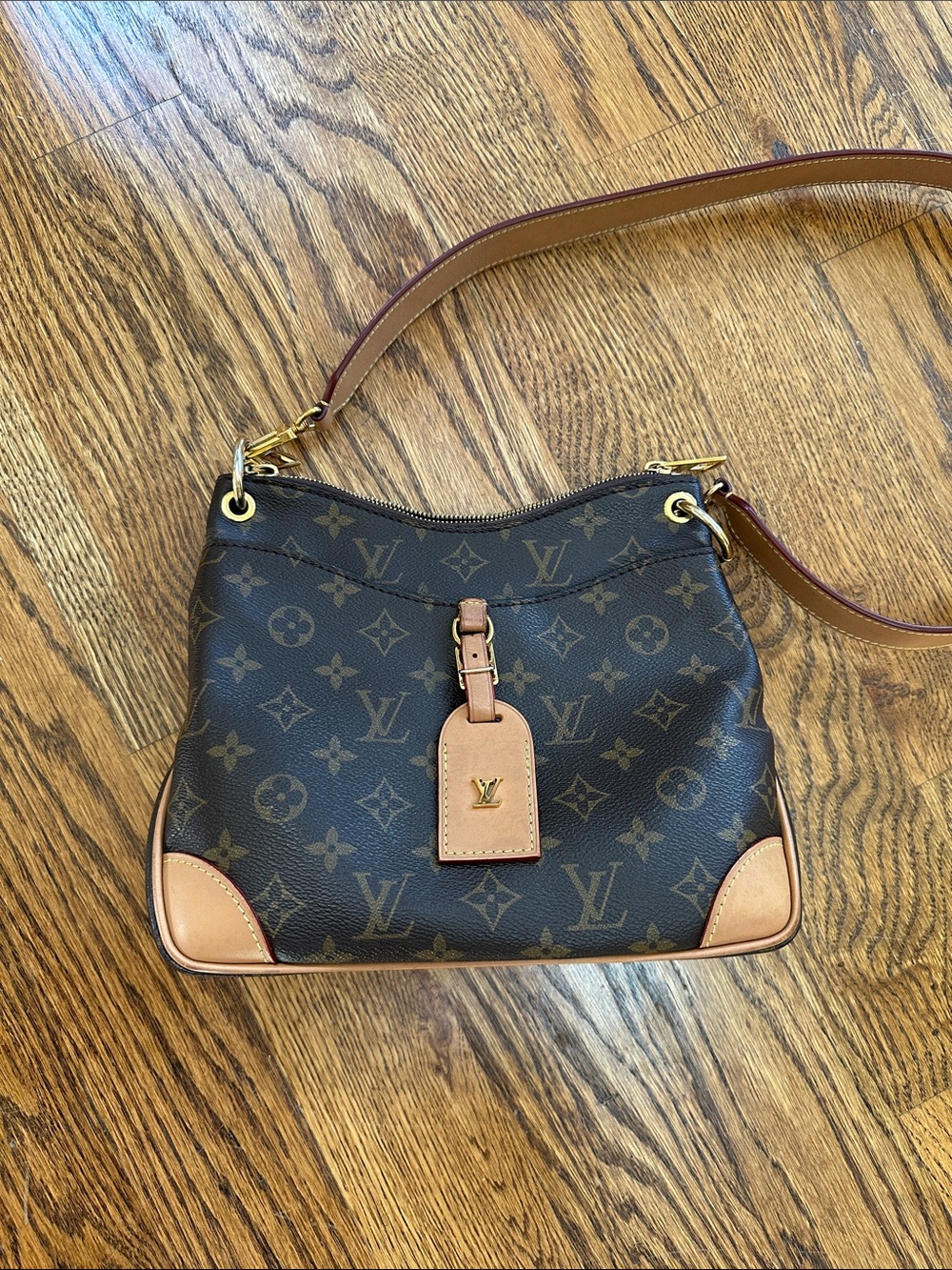 Louis Vuitton Monogram Canvas Shoulder Bag in Brown with Tan Accents